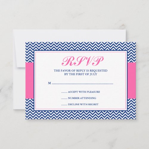 Nautical Chevron Anchor Blue Pink Response Card