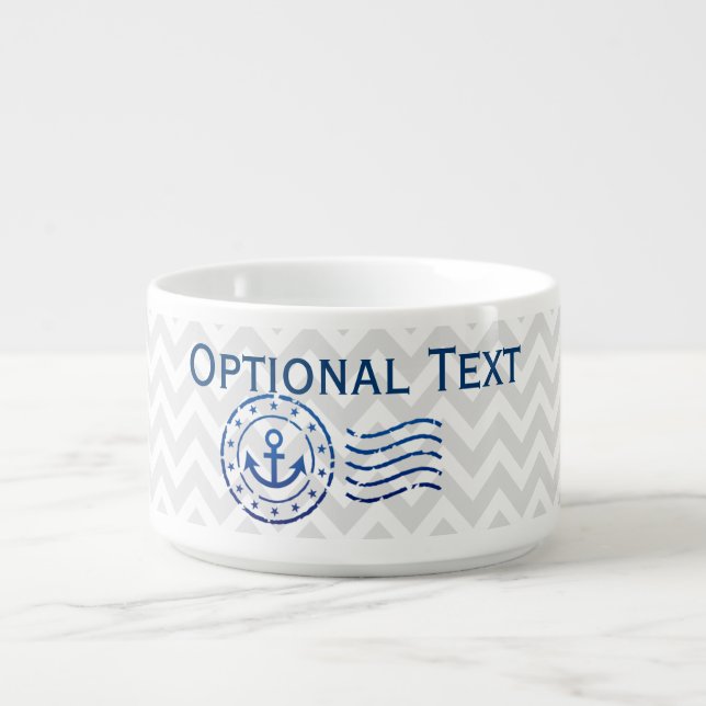 Nautical Chevron & Anchor Seal Bowl (Center)