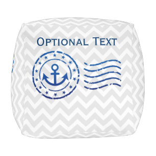 Nautical Chevron & Anchor Seal Cube Pouf