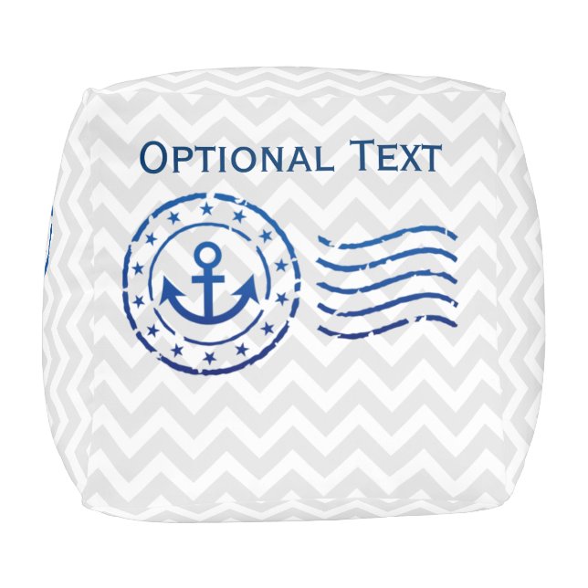 Nautical Chevron & Anchor Seal Cube Pouf (Top)
