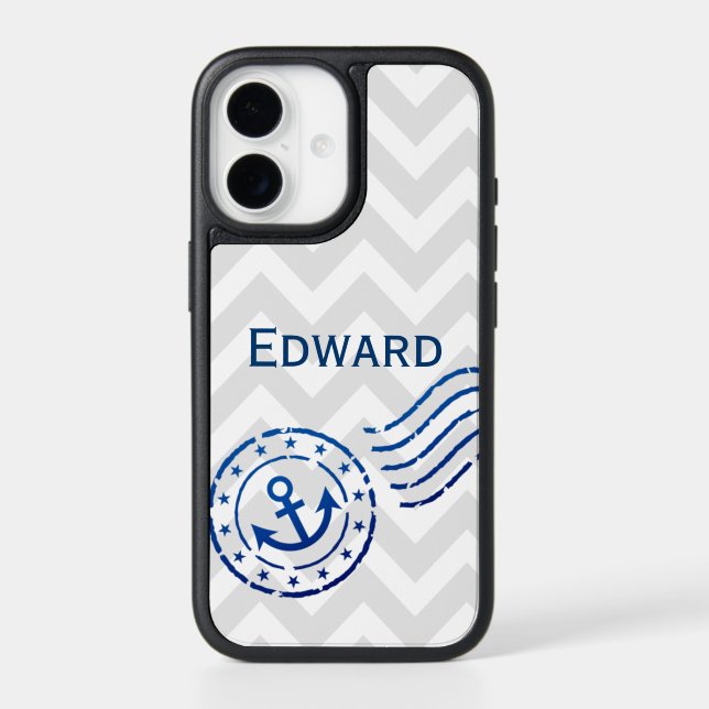 Nautical Chevron & Anchor Seal Otterbox iPhone Case (Back)