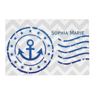 Nautical Chevron & Anchor Seal Placemat