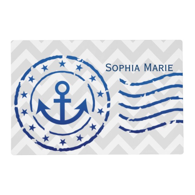 Nautical Chevron & Anchor Seal Placemat (Front)