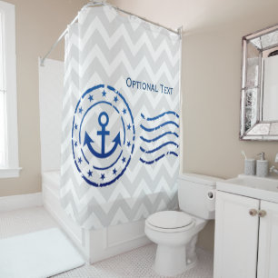 Nautical Chevron & Anchor Seal Shower Curtain