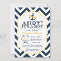 Nautical Chevron Baby Boy Shower Invitation