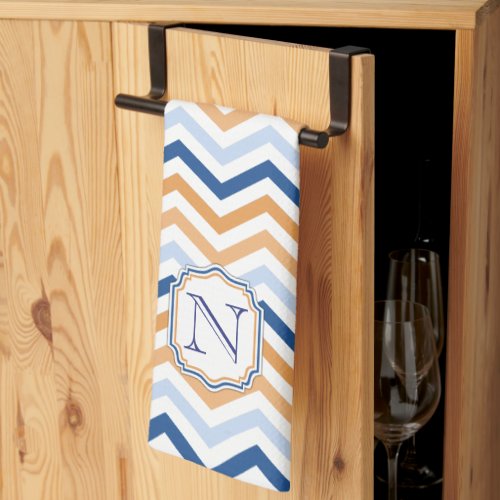 Nautical Chevron Monogram Kitchen Towel