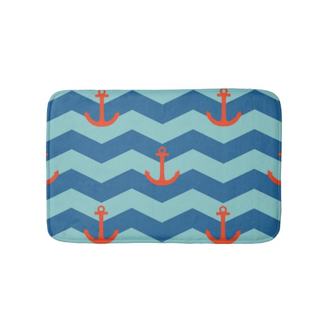 Nautical Chevron Pattern Bath Mat (Front)