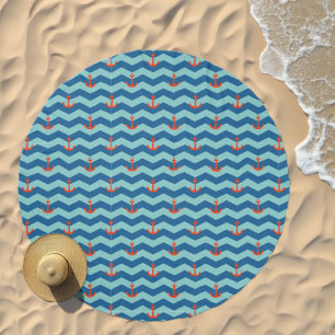 Nautical Chevron Pattern Beach Towel