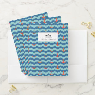 Nautical Chevron Pattern Pocket Folder