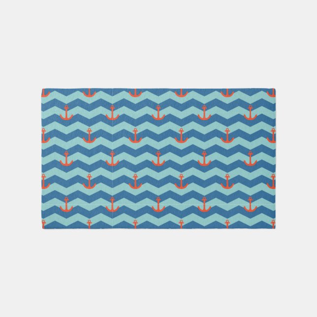 Nautical Chevron Pattern Rug (Front)