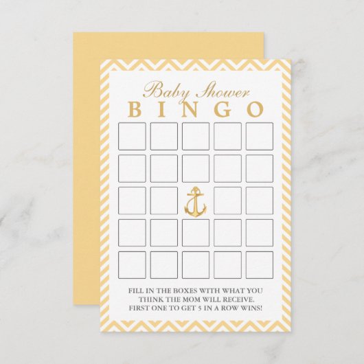 Nautical Chevron Stripes Baby Shower Bingo Cards (Front/Back)