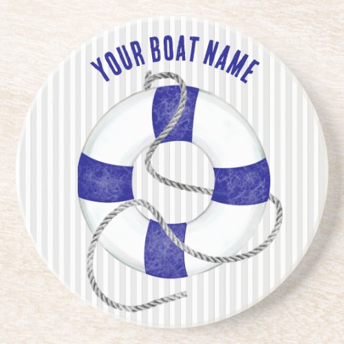 Nautical Chic Distressed Gray and Navy Custom  Coaster