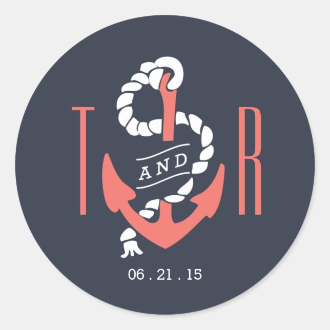 Nautical Chic Favor Sticker / Envelope Seal (Front)