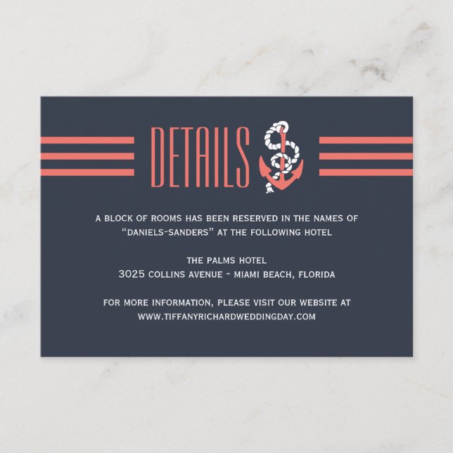 Nautical Chic Wedding Enclosure Card (Front)