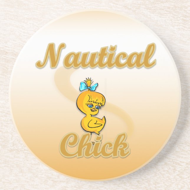 Nautical Chick Sandstone Coaster (Front)