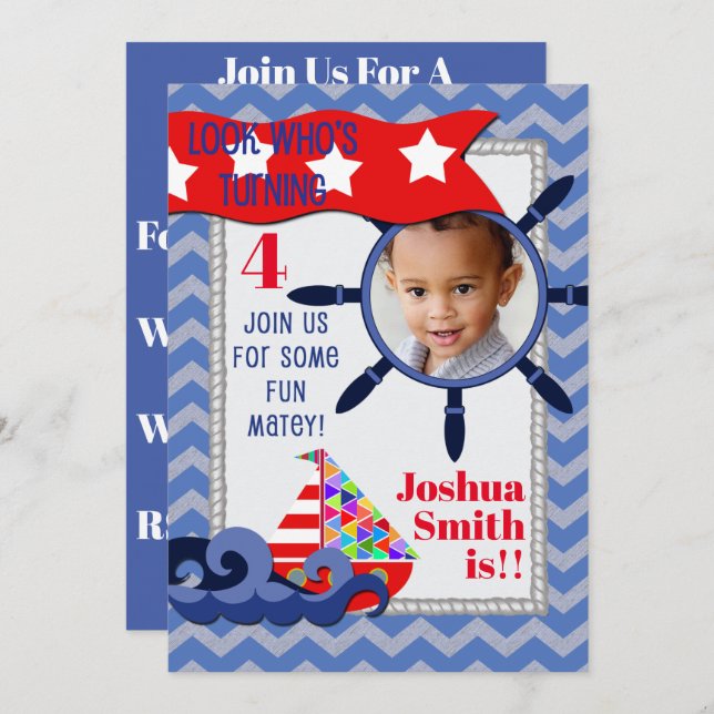 Nautical Children's Birthday  Invitation (Front/Back)
