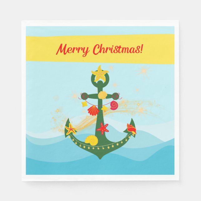 Nautical Christmas Anchor Napkins (Front)