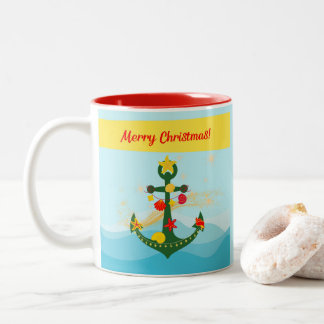 Nautical Christmas Anchor Two-Tone Coffee Mug