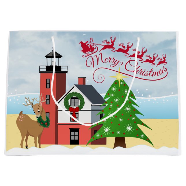 Nautical Christmas Bag with Lighthouse (Front)