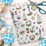 Nautical Christmas Beach Coastal Tissue Paper<br><div class="desc">This nautical  Christmas design is full of sailing ships,  lighthouses,  anchors,  buoys,  ship’s wheels,  starfish and seashells,  all decorated with holiday greenery,  berries,  poinsettia and holly.</div>