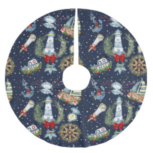 Nautical Christmas Brushed Polyester Tree Skirt