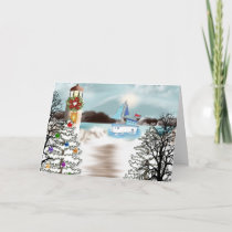 Nautical Christmas Card with Lighthouse