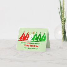 Nautical Christmas Card with Sailboats