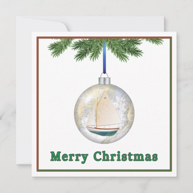 Nautical Christmas Customizable Flat Greeting Card (Front)