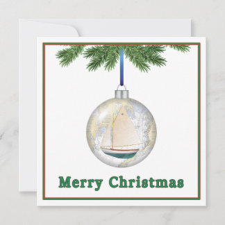 Nautical Christmas Customizable Flat Greeting Card