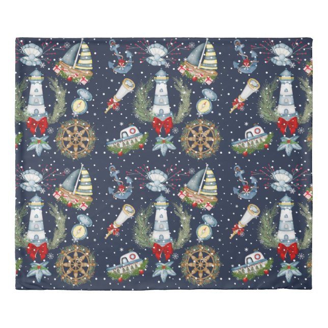 Nautical Christmas Duvet Cover (Front)