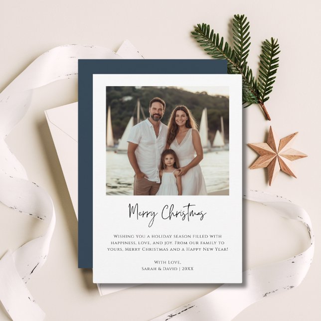 Nautical Christmas Family Photo Maritime Beach Holiday Card (Creator Uploaded)