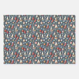 Nautical Christmas Gift Wrapping Paper