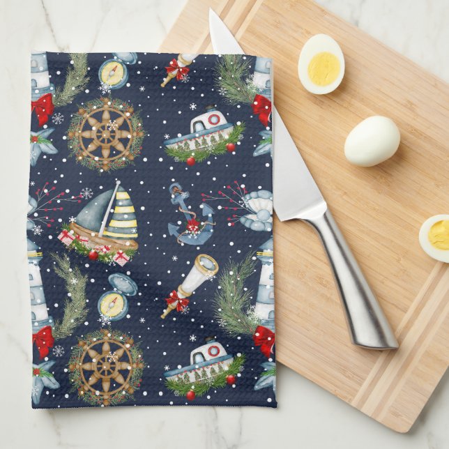 Nautical Christmas Kitchen Towel (Quarter Fold)