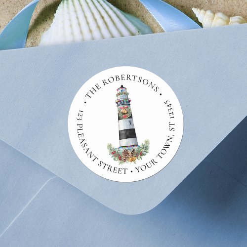 Nautical Christmas Lighthouse Address Label