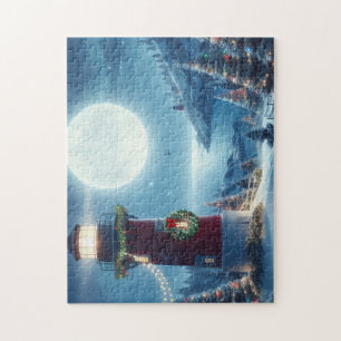 Nautical Christmas lighthouse Jigsaw Puzzle
