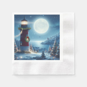Nautical Christmas lighthouse Napkins
