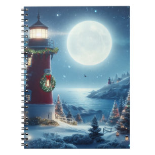 Nautical Christmas lighthouse Notebook