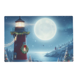 Nautical Christmas lighthouse Placemat