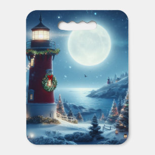 Nautical Christmas lighthouse Seat Cushion