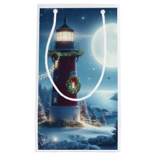 Nautical Christmas lighthouse Small Gift Bag