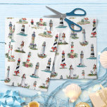 Nautical Christmas Lighthouses White Tissue Paper<br><div class="desc">Perfect for Christmas decoupage and crafts, and festive gift-wrapping, this nautical coastal Christmas tissue paper features a pattern of watercolor lighthouses decorated for the holidays, with a white background. Please check out the collection for matching products. If you would like more matching products or other colorways, please contact me through...</div>