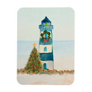 Nautical Christmas Magnet with Lighthouse
