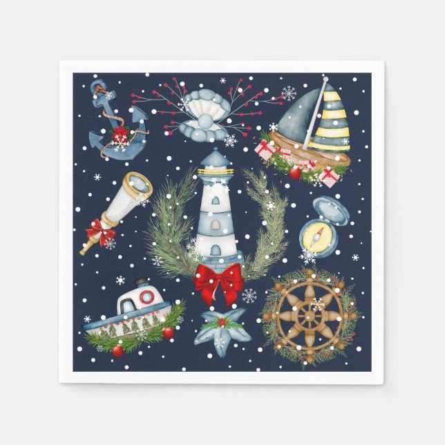 Nautical Christmas Napkins (Front)