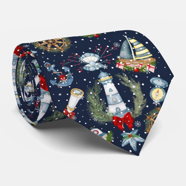 Nautical Christmas Neck Tie (Rolled)