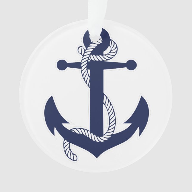 Nautical Christmas Ornament Anchor Acrylic White (Front)