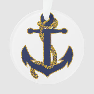 Nautical Christmas Ornament Blue Anchor Acrylic