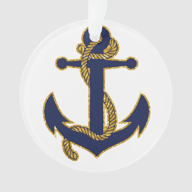 Nautical Christmas Ornament Blue Anchor Acrylic (Front)