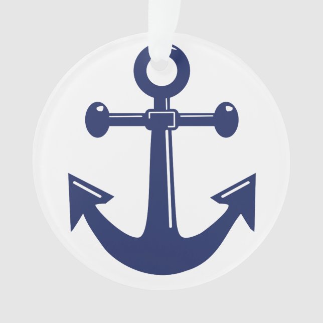 Nautical Christmas Ornaments Acrylic Anchor White (Front)