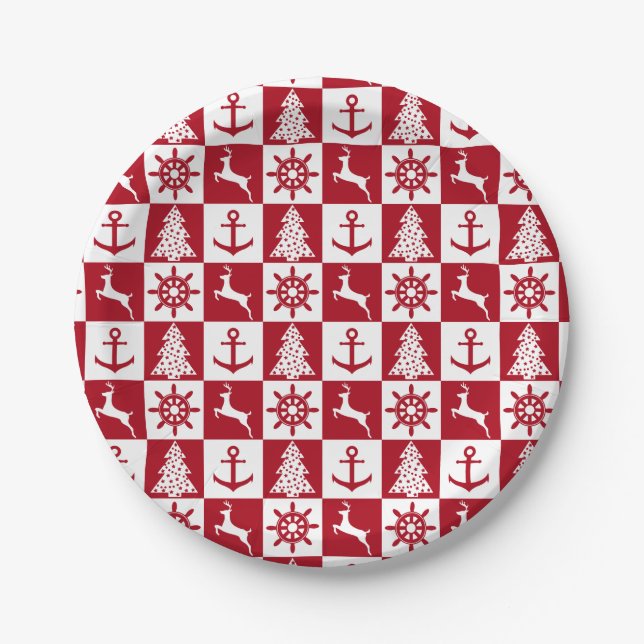 Nautical Christmas Paper Plates (Front)