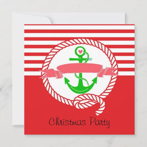 Nautical Christmas Party Invitation Santa and Sail